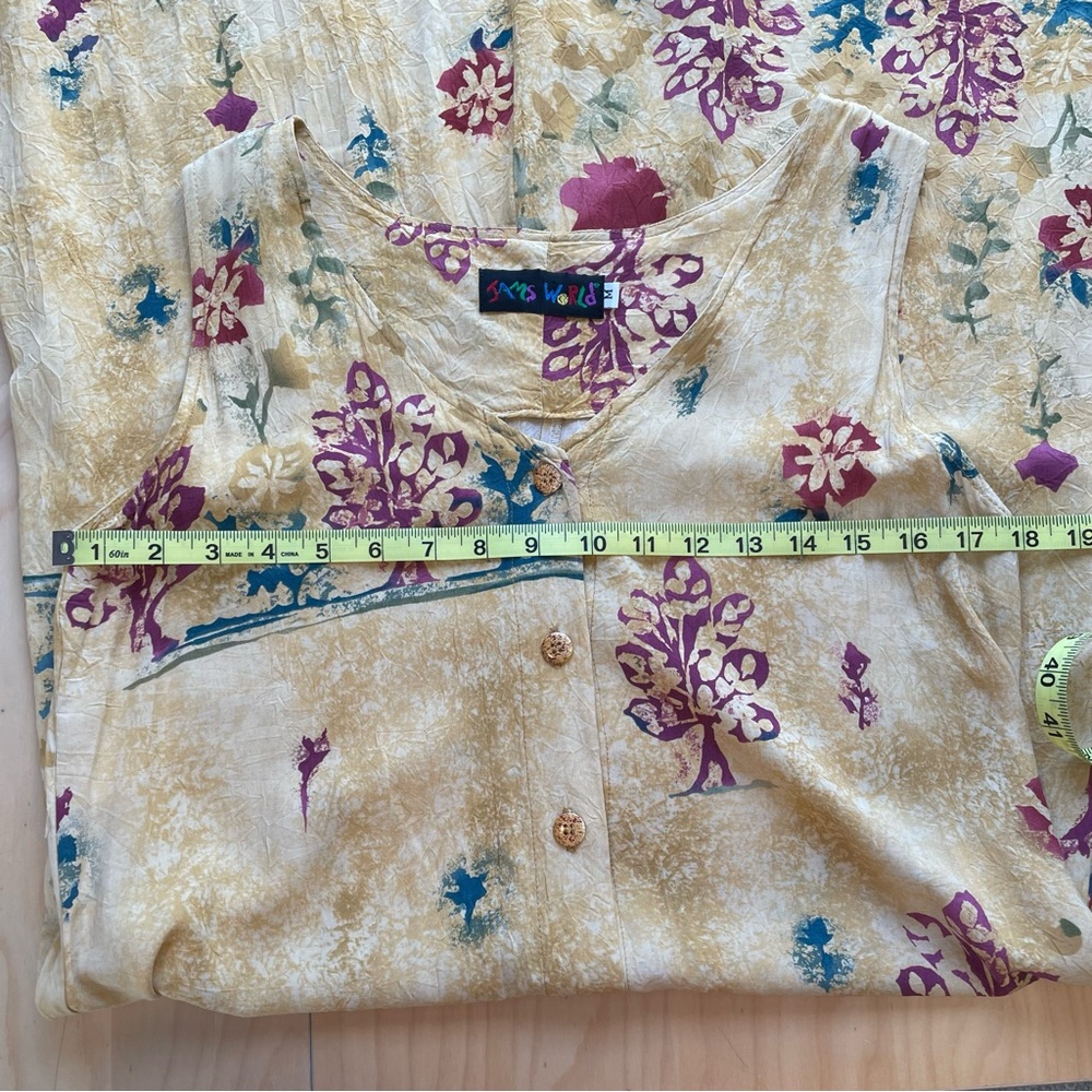 VTG Jams World Button Down Dress M Tank Style w Pockets Beautiful Foliage Print - Picture 14 of 14